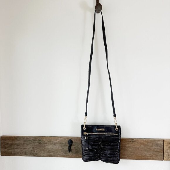 Etienne Aigner Black Cross Body Purse‎ Leather Puckered Gold Hardware Small - Picture 4 of 9